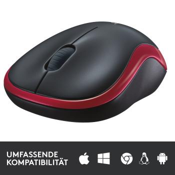 Logitech M185 Wireless Maus Rot – Optisch 1000 DPI USB beidhändig